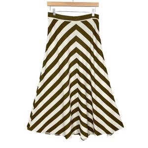 DÈLUC Earthy Chevron Striped Linen Blend Skirt Size M Minimalist Euro Summer